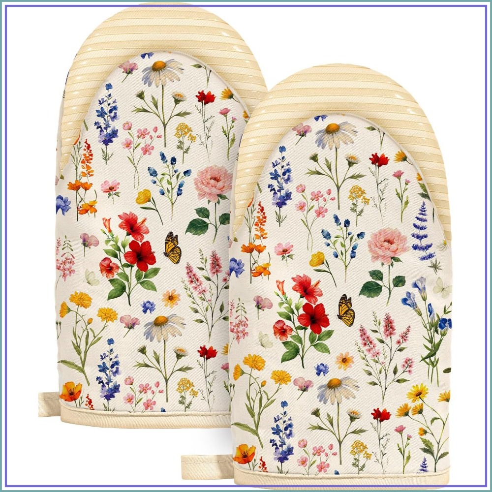 Oven Mitt Silicone - Vintage Floral Mini Oven Mitts Set