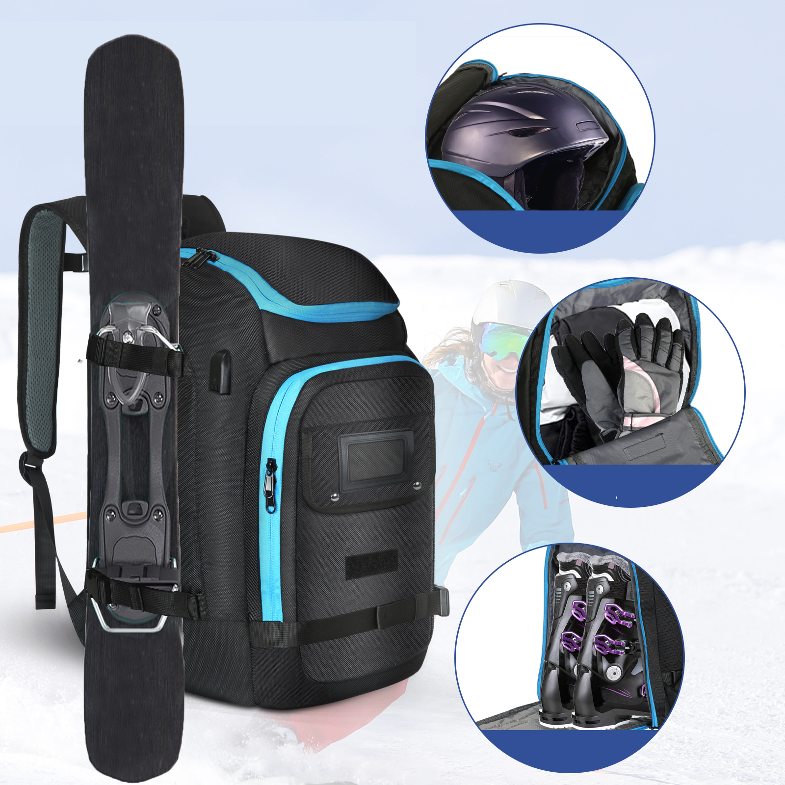 Ski Glove Waterproof - Large Capacity Ski Boot Bag Backpack