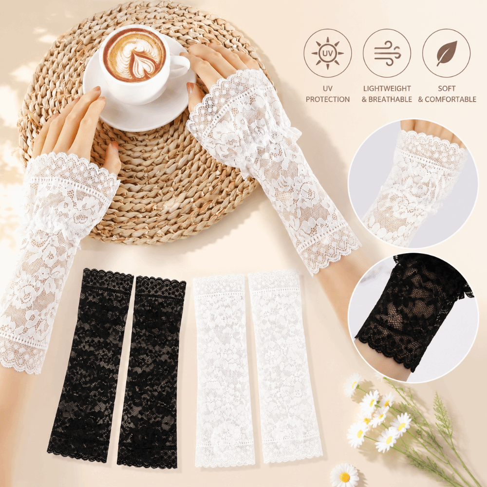 Lace Ruffles Pleated Detachabl – Fingerless Glove Knit Bewertung und Preis