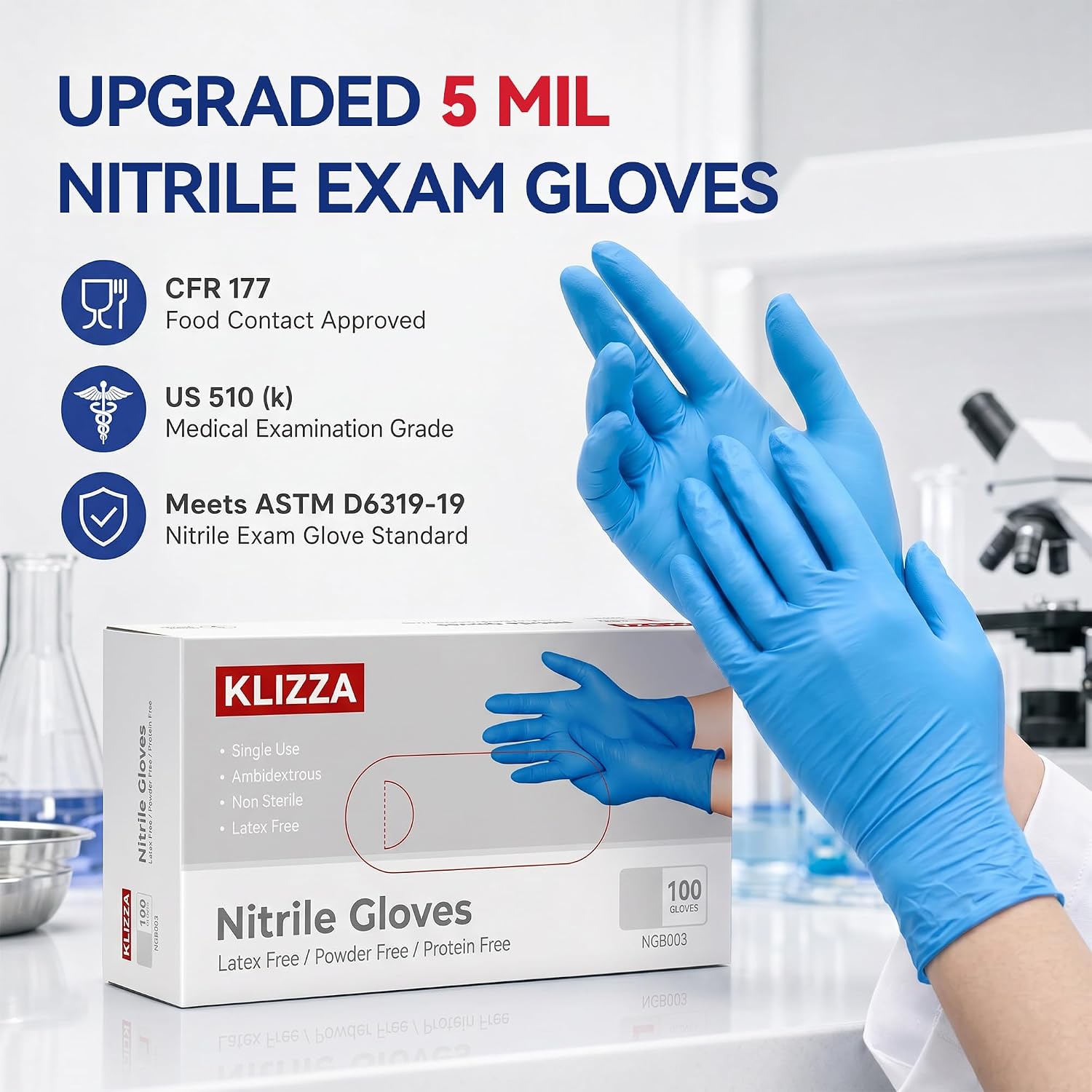 Blue Nitrile Exam Gloves, 5 mi – Exam Glove Nitrile Bewertung und Preis