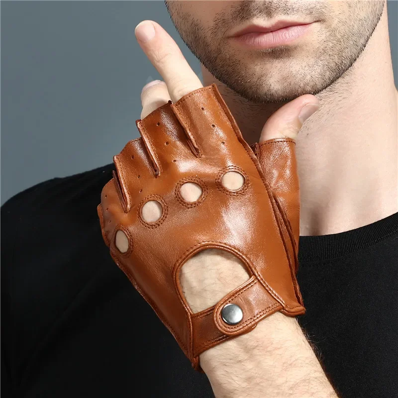 Men Vintage Leather Fingerless – Leather Driving Glove Bewertung und Preis