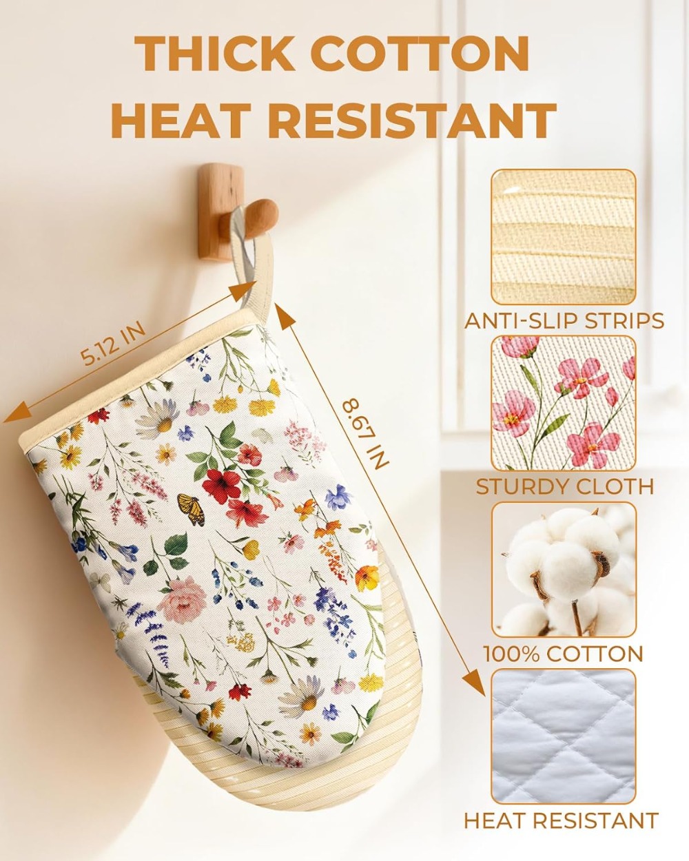 Vintage Floral Mini Oven Mitts – Oven Mitt Silicone Bewertung und Preis