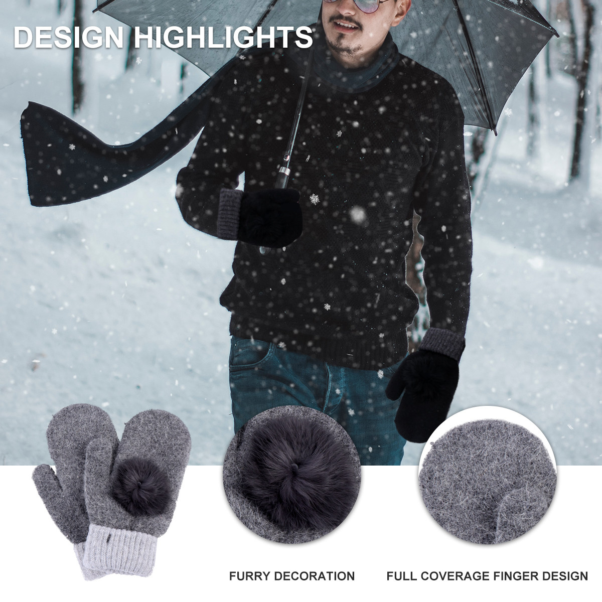 2Pairs Warm Acrylic Winter Mit – Wool Glove Lined Bewertung und Preis
