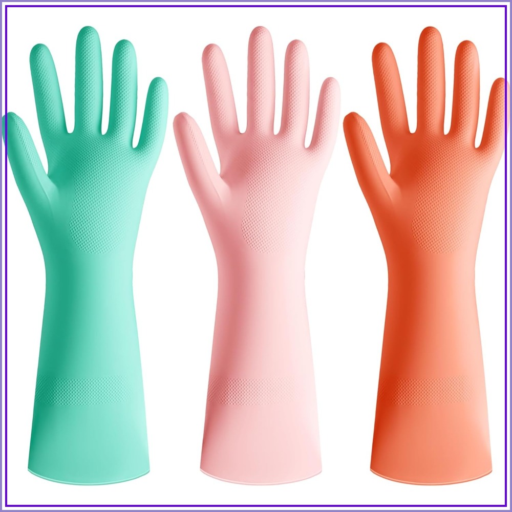 3 Pairs Colorful Rubber Dishwa – Rubber Glove Cleaning Bewertung und Preis